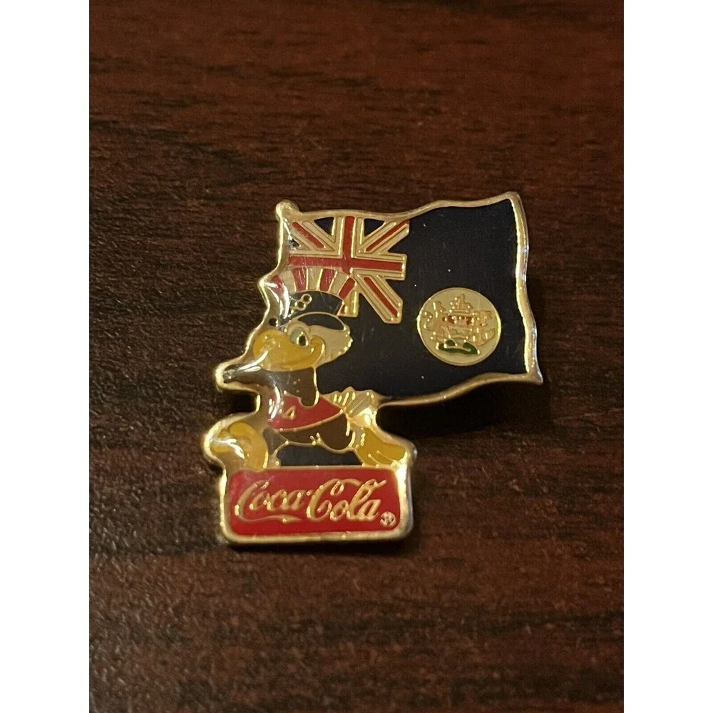 Vintage 1984‎ Los Angeles Olympics Coca Cola Sam Eagle Hong Kong Flag Lapel Pin